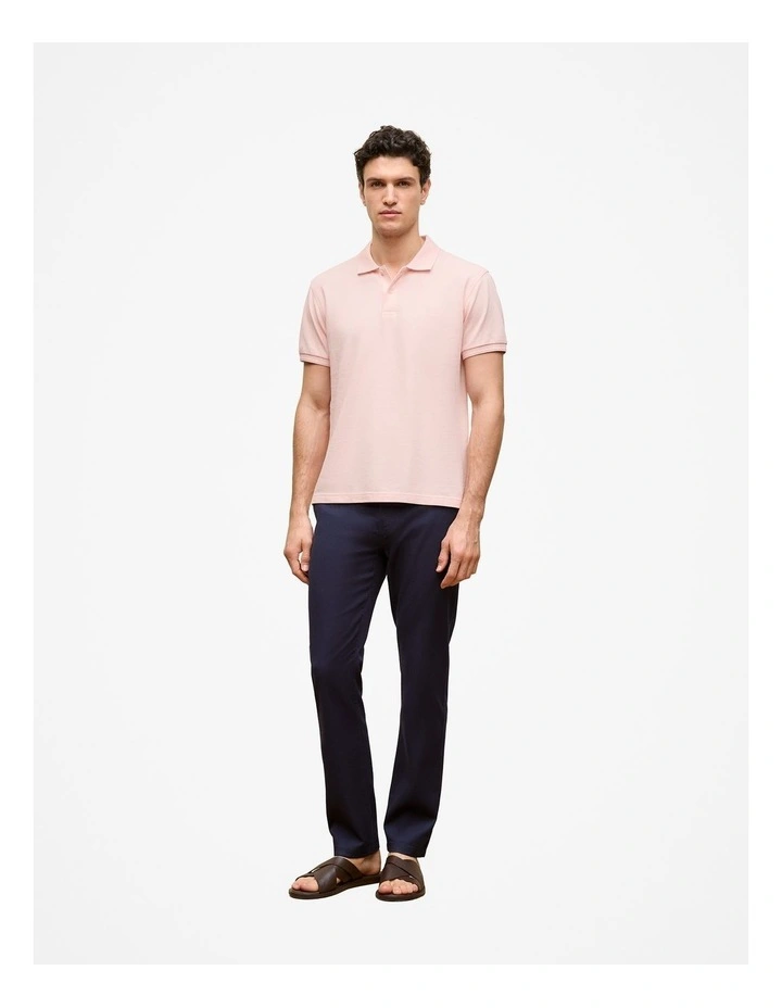 Pique Monogram Short Sleeve Polo Shirt in Soft Pink image 2