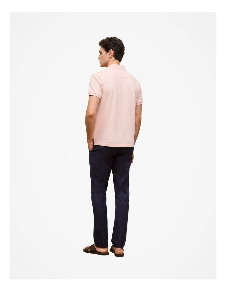 Pique Monogram Short Sleeve Polo Shirt in Soft Pink image 4