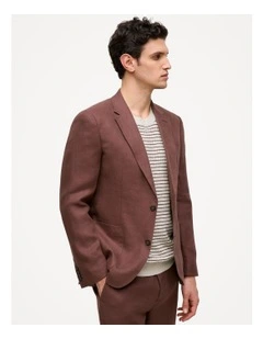 Regular Fit Belgian Linen Blazer in Espresso