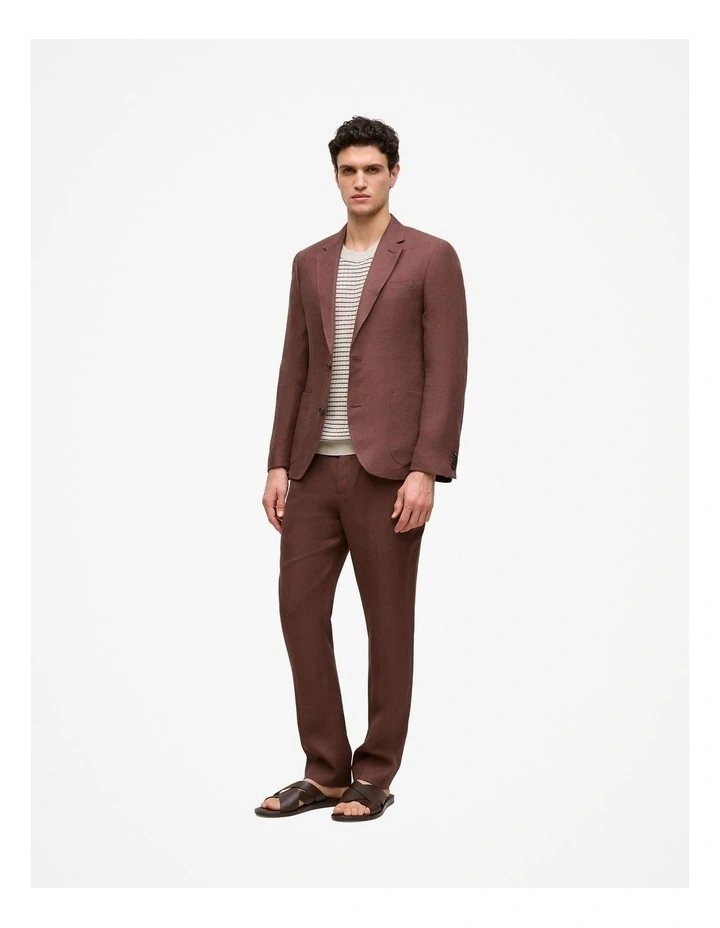Regular Fit Belgian Linen Blazer in Espresso image 2