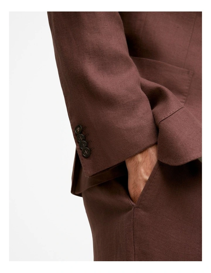 Regular Fit Belgian Linen Blazer in Espresso image 4