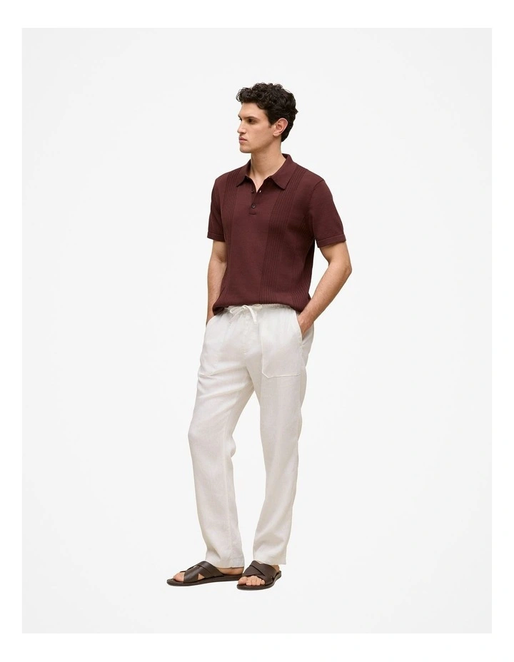Mercerised Cotton Rib Detail Knit Polo in Espresso image 5
