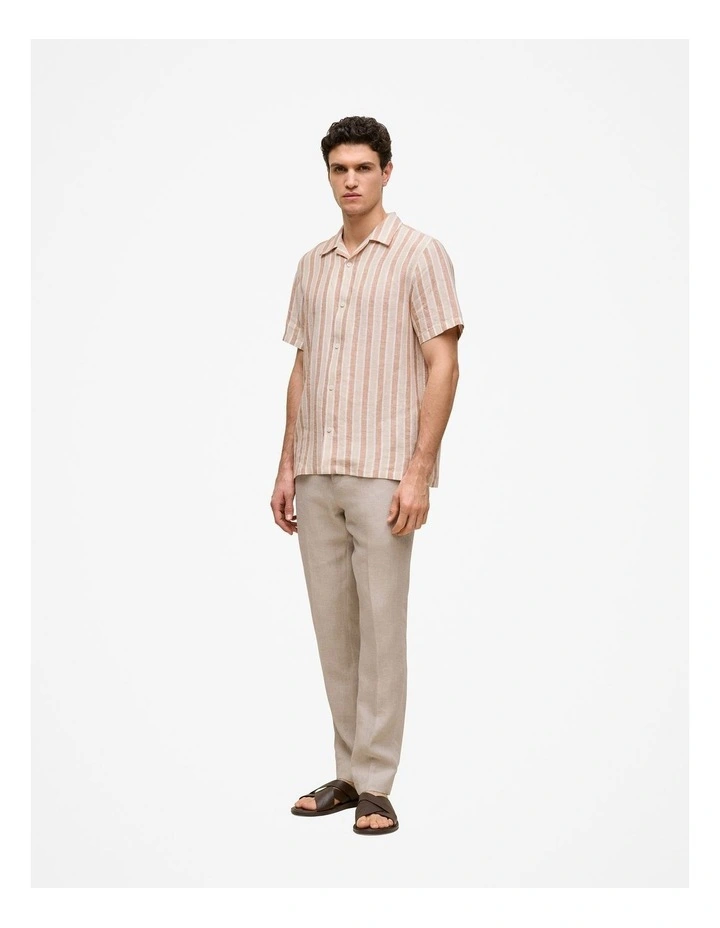 Linen Tent Stripe Camp Shirt in Sand image 3