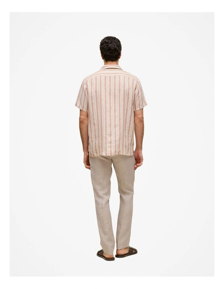 Linen Tent Stripe Camp Shirt in Sand image 5