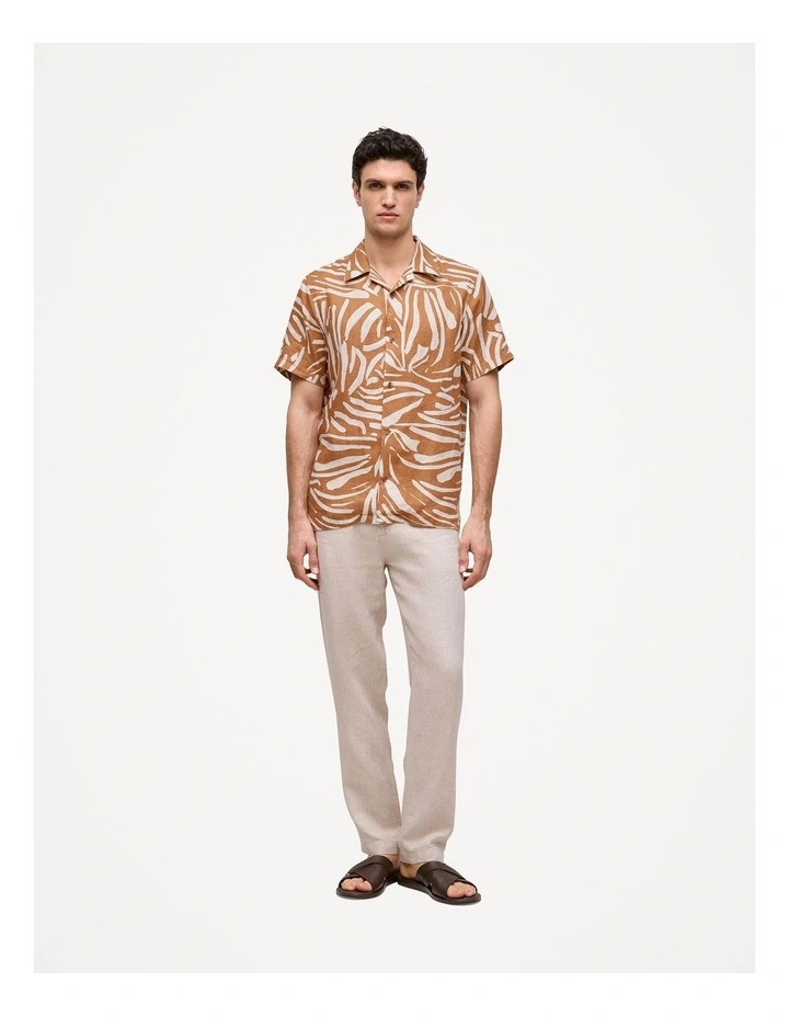 Brushstroke Linen Camp Shirt in Butterscotch Brown image 2