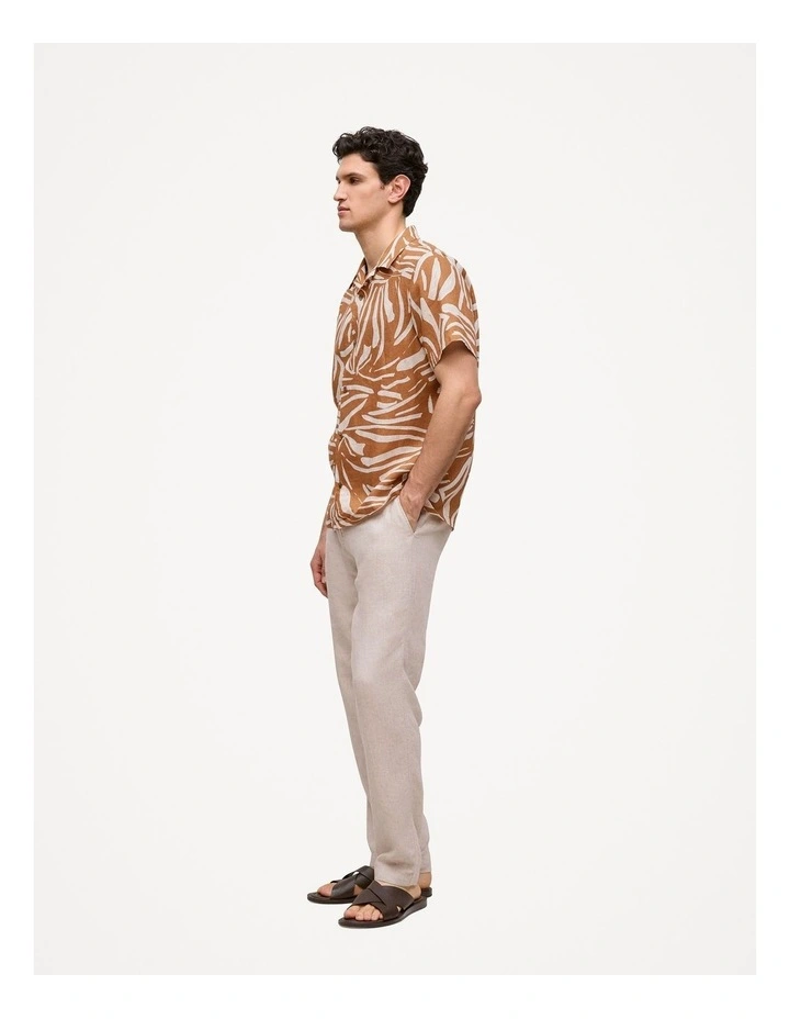 Brushstroke Linen Camp Shirt in Butterscotch Brown image 4