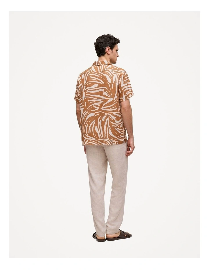 Brushstroke Linen Camp Shirt in Butterscotch Brown image 5