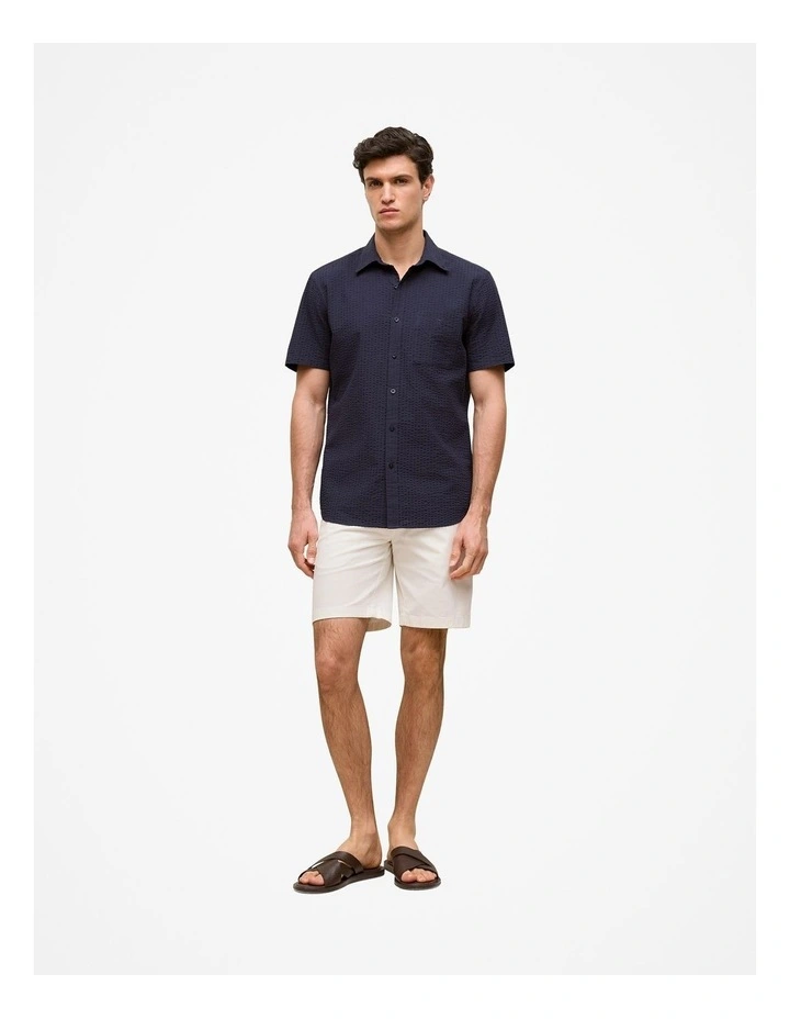 Regular Fit Seersucker Stripe Pocket Shirt in Navy image 2