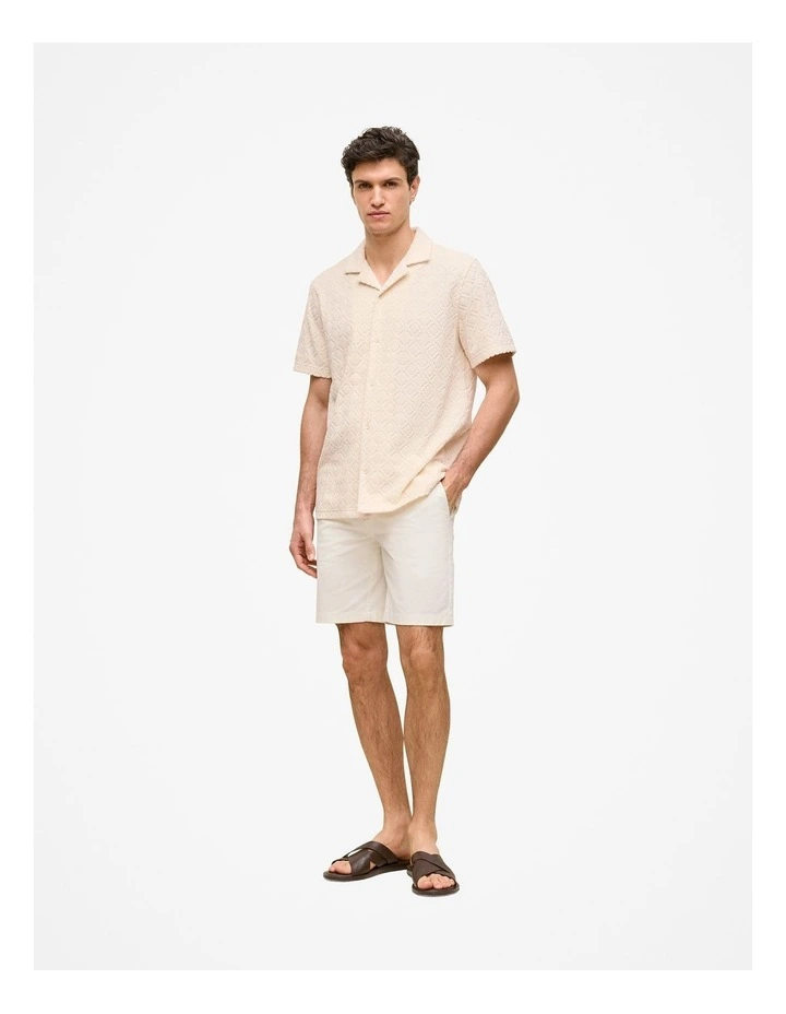 Terry Geo Tile Camp Shirt in Parchment image 3