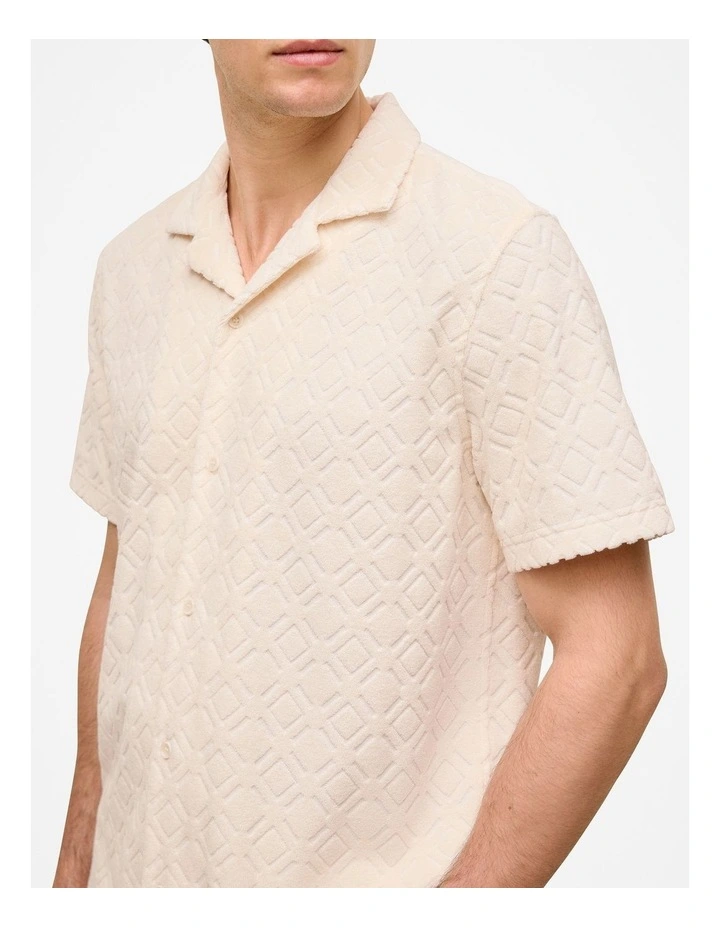 Terry Geo Tile Camp Shirt in Parchment image 4