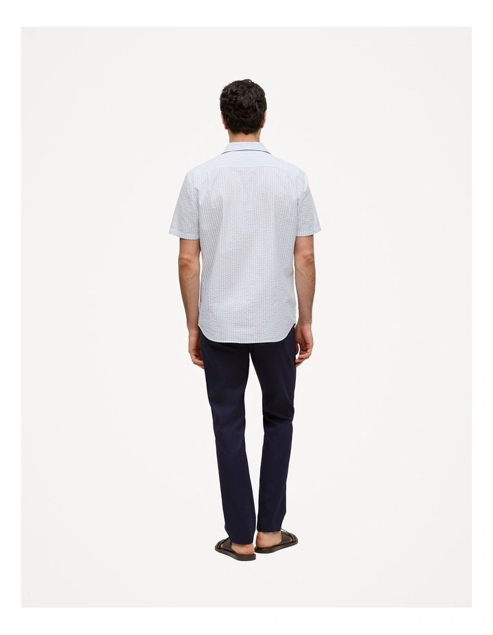 Regular Fit Seersucker Stripe Pocket Shirt in Ice Blue image 6