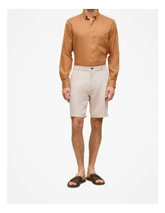 Linen Tailored Relaxed Short in Flax