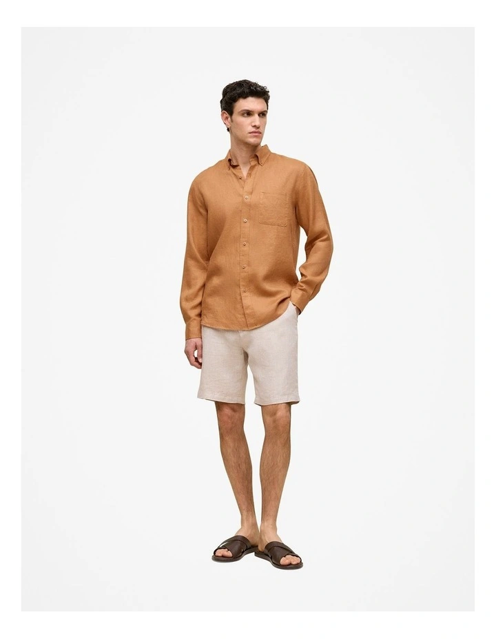 Linen Tailored Relaxed Short in Flax image 2
