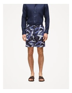 Painted Leaf Swim Short in Navy