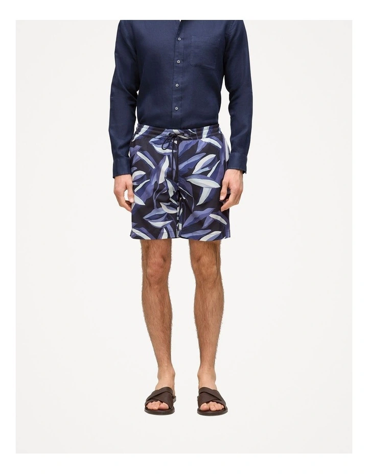 Painted Leaf Swim Short in Navy image 1
