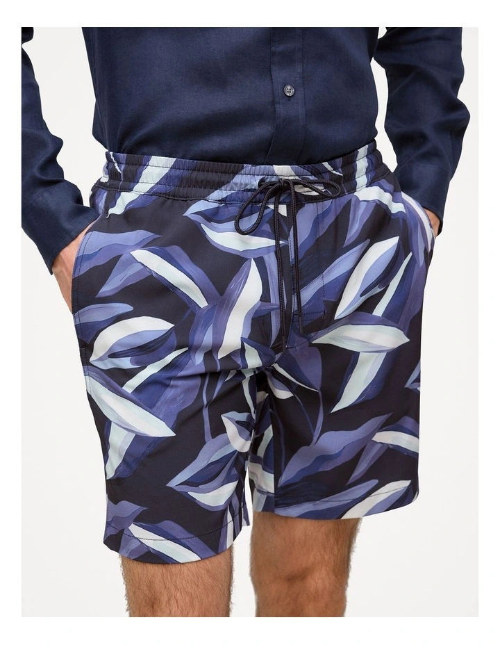 Painted Leaf Swim Short in Navy image 3