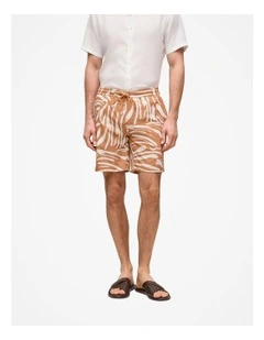 Brushstroke Swim Short in Butterscotch Brown