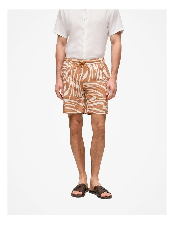 Brushstroke Swim Short in Butterscotch Brown image 1