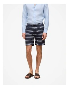 Double Stripe Swim Short in Navy