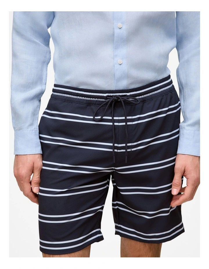 Double Stripe Swim Short in Navy image 3