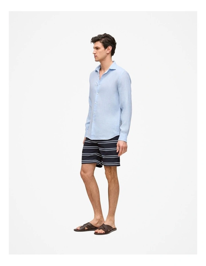 Double Stripe Swim Short in Navy image 4