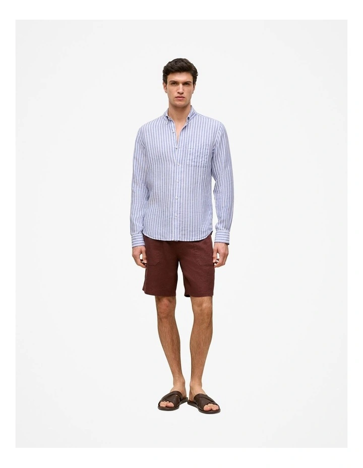Linen Patch Pocket Drawcord Short in Espresso image 3