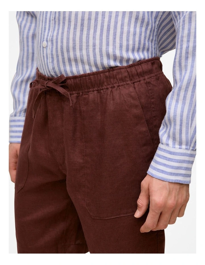 Linen Patch Pocket Drawcord Short in Espresso image 4