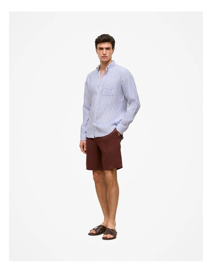Linen Patch Pocket Drawcord Short in Espresso image 5