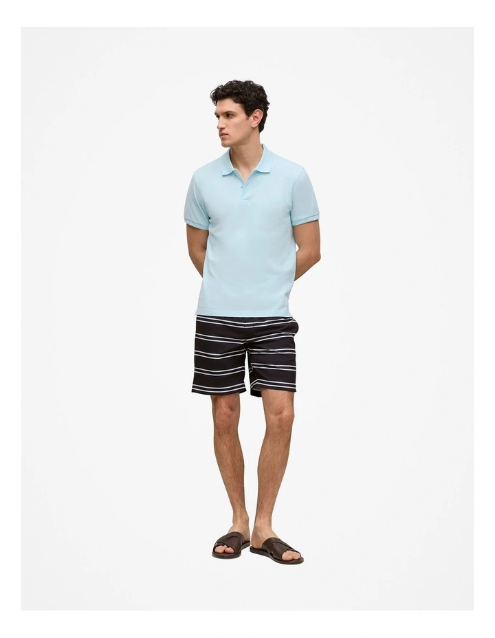 Pique Monogram Short Sleeve Polo in Pastel Blue image 2