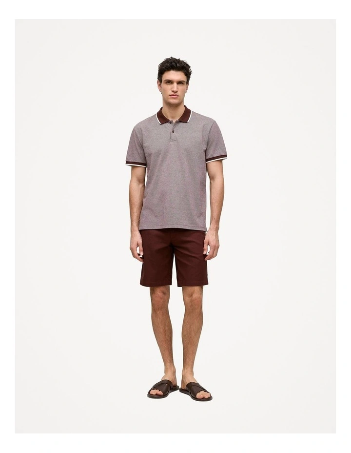 Cotton Birdseye Tipped Polo in Espresso image 3