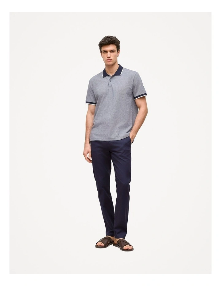 Cotton Birdseye Tipped Polo in Navy image 2
