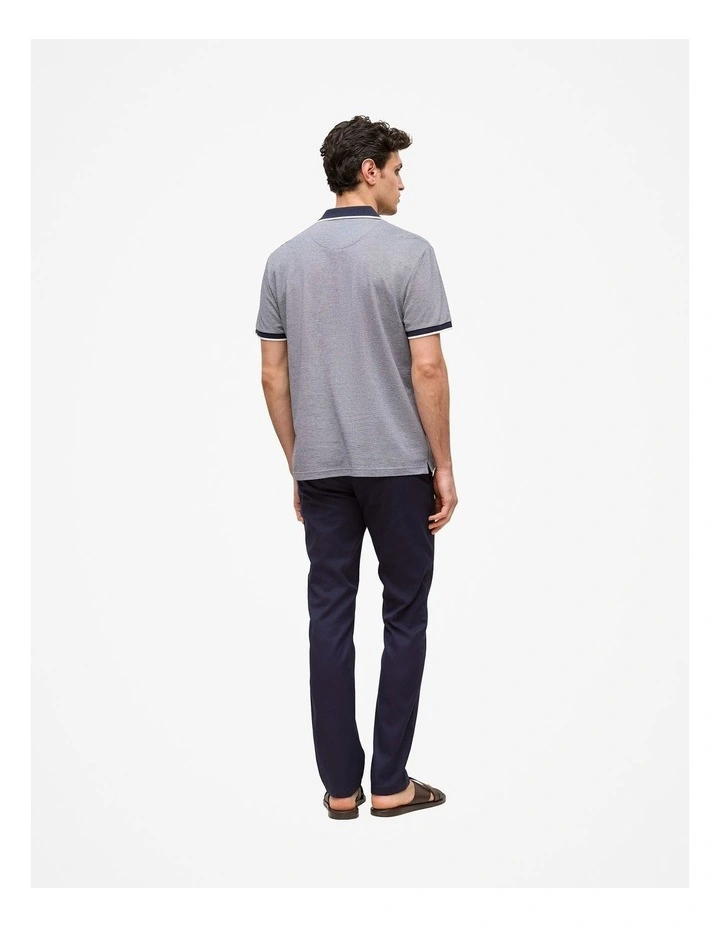 Cotton Birdseye Tipped Polo in Navy image 4