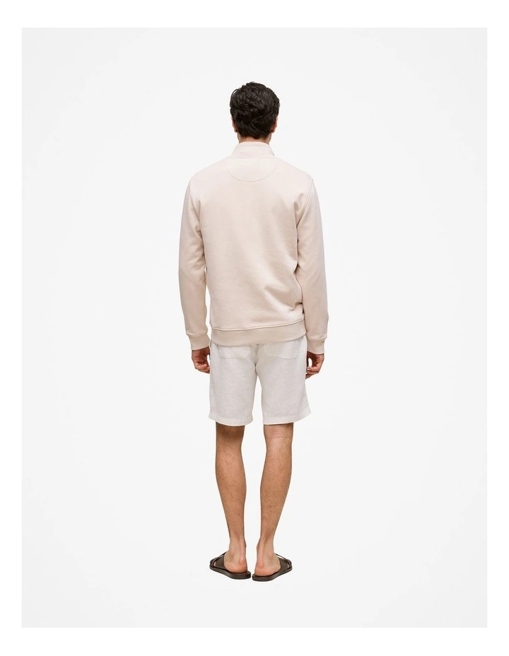 Terry 1/4 Zip Monogram Sweat in Stone image 5