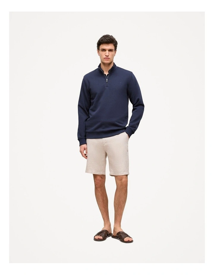 Terry 1/4 Zip Monogram Sweat in Navy image 2