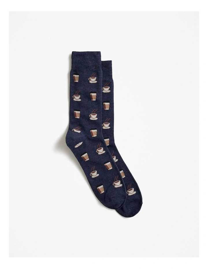 Coffee Crew Sock in Navy Marle image 1