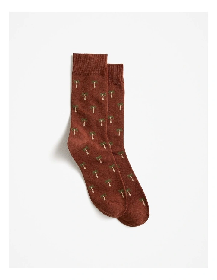 Date Palm Sock in Burnt Orange image 1