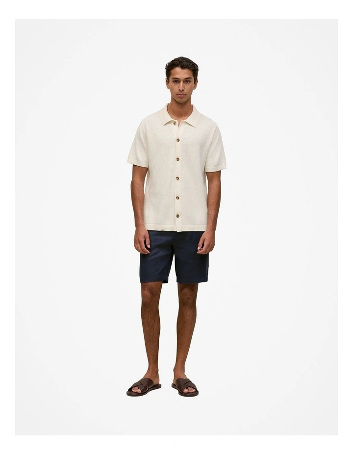 Cotton Basketweave Knit Shirt in Parchment image 3