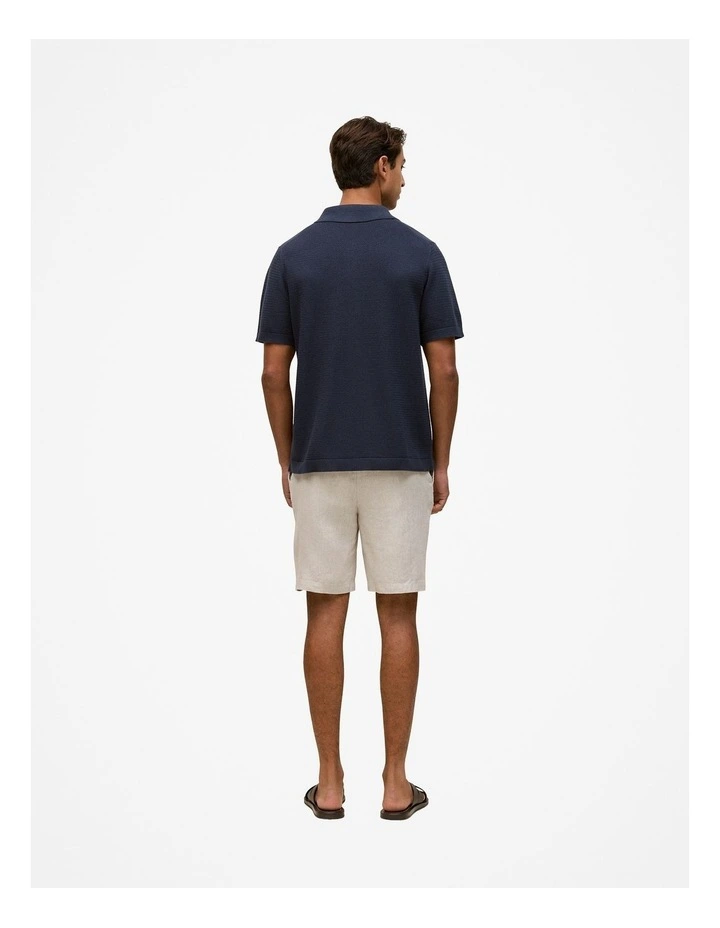 Cotton Basketweave Knit Shirt in Navy image 5