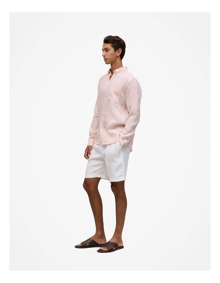 Regular Fit Linen Glen Check Shirt in Light Pink image 5