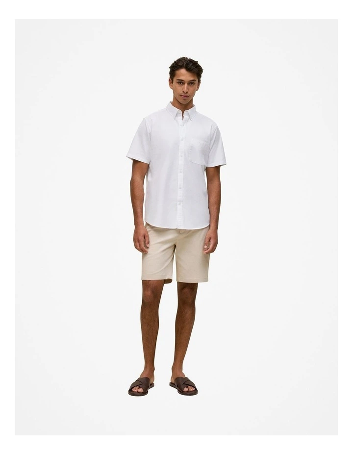 Monogram Short Sleeve Oxford Shirt in White image 2