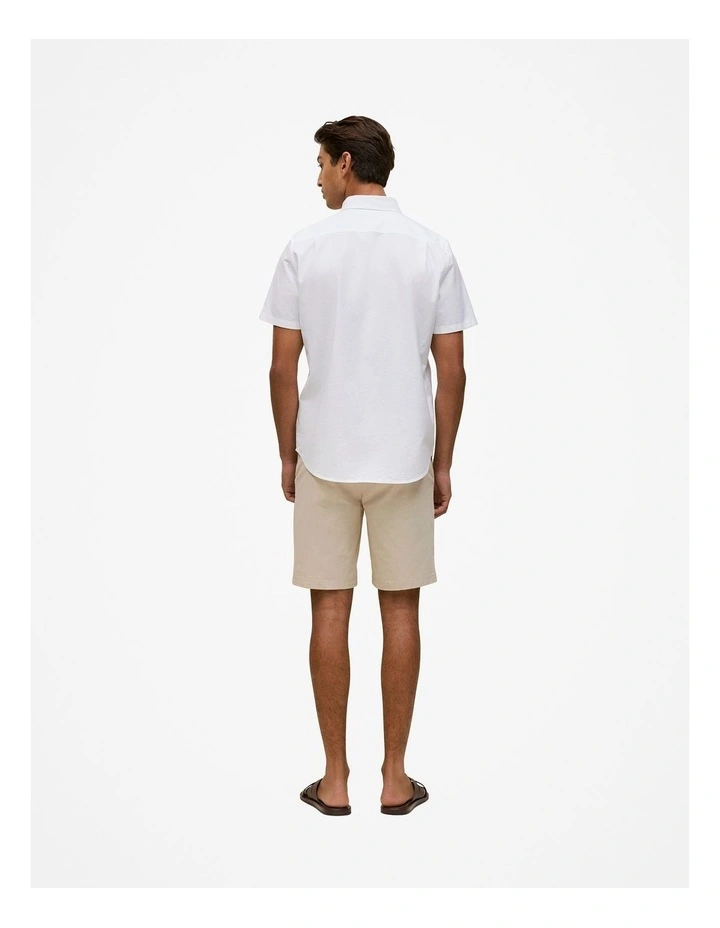 Monogram Short Sleeve Oxford Shirt in White image 5