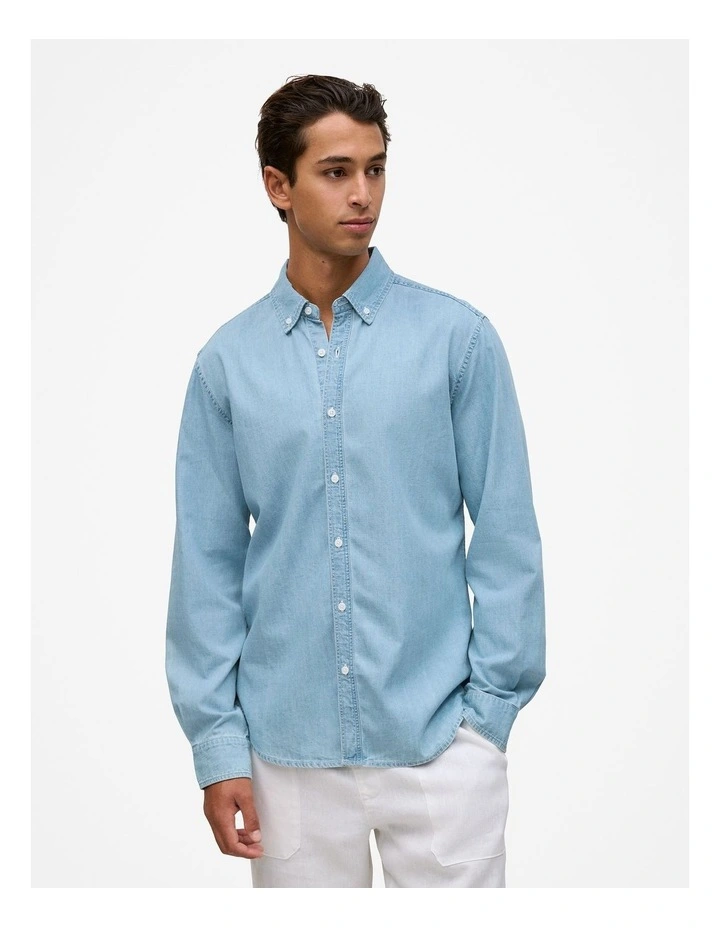 Light Chambray Denim Shirt in Light Wash image 1