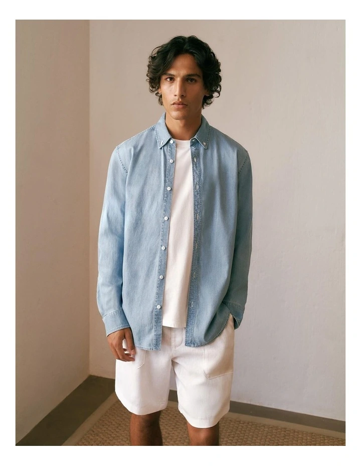 Light Chambray Denim Shirt in Light Wash image 2