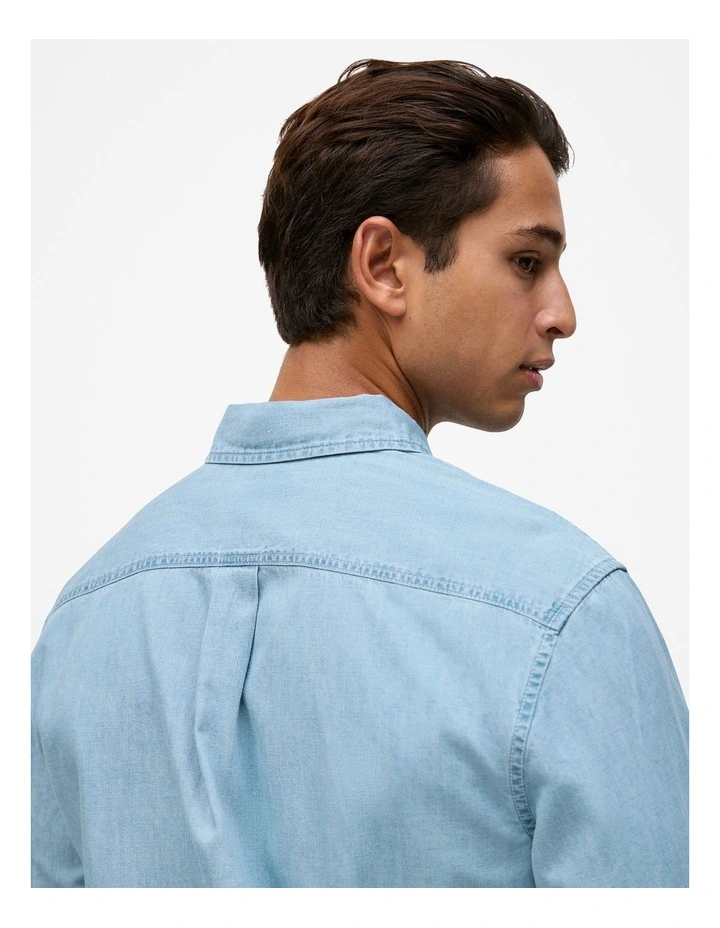 Light Chambray Denim Shirt in Light Wash image 6