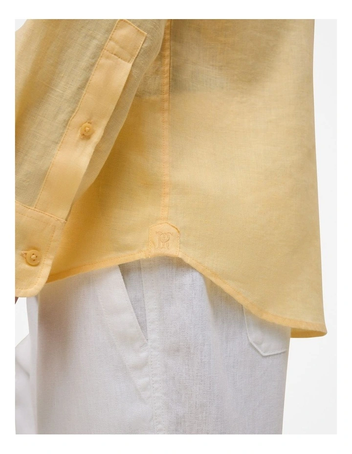 Regular Fit Linen Classic Long Sleeve Shirt in Butter image 3