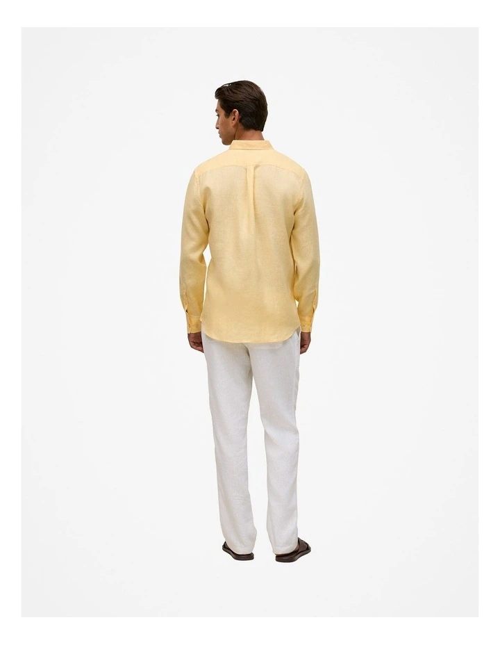 Regular Fit Linen Classic Long Sleeve Shirt in Butter image 5