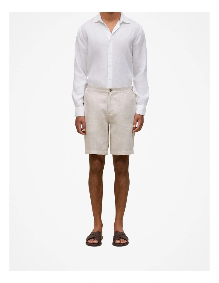 Linen Glen Check Shorts in Stone image 1