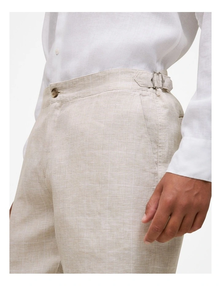 Linen Glen Check Shorts in Stone image 4