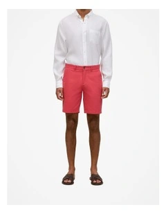 Cotton Twill Chino Shorts in Crimson