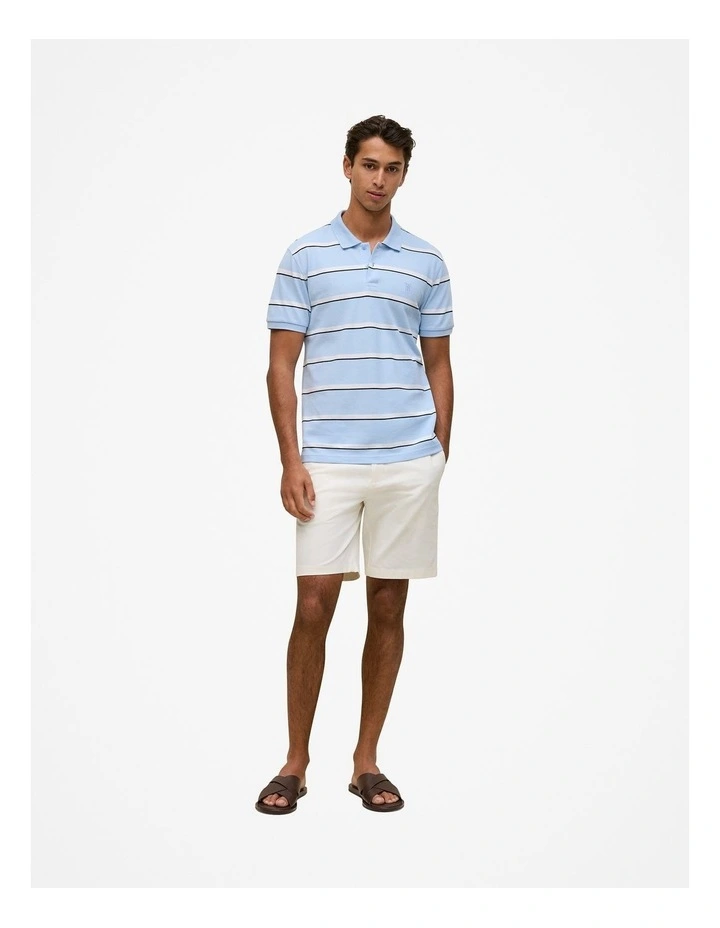 Cotton Pique Double Stripe Polo in Blue Marble image 2